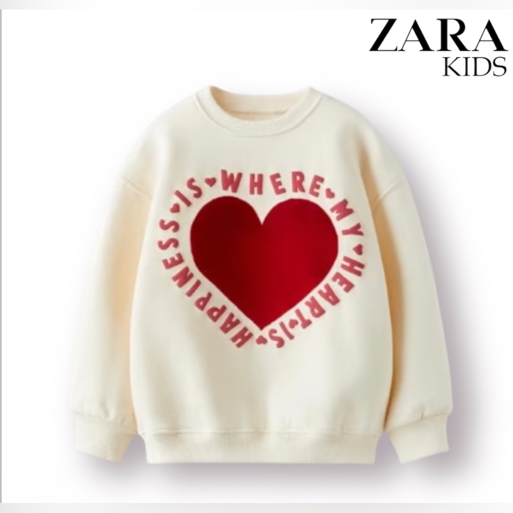 🛍️SALE🛍️ Zara Kid’s Cream Sweater with Red Heart Design